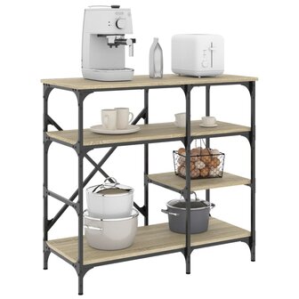 Bakkersrek 90x40x84 cm bewerkt hout en metaal sonoma eiken