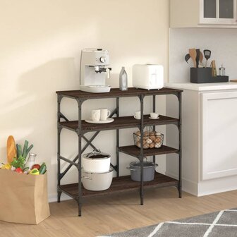 Bakkersrek 90x40x84 cm bewerkt hout en metaal bruin eikenkleur