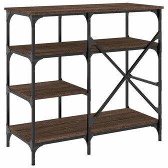 Bakkersrek 90x40x84 cm bewerkt hout en metaal bruin eikenkleur