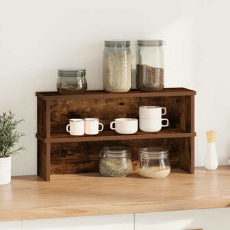 Keukenrekken stapelbaar 2 st 60x15x16 cm gerookt eikenkleurig