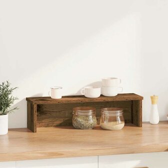 Keukenrek stapelbaar 50x15x16 cm bewerkt hout oud houtkleurig