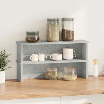 Keukenrekken stapelbaar 2 st 50x15x16 cm betongrijs