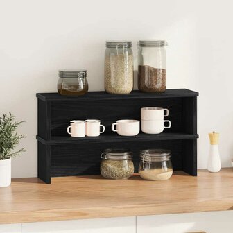 Keukenrekken stapelbaar 2 st 50x15x16 cm zwart