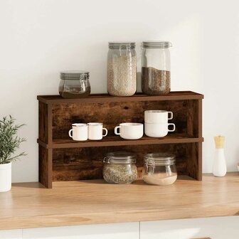 Keukenrekken stapelbaar 2 st 50x15x16 cm gerookt eikenkleurig