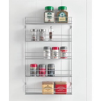 Kruidenrek wandmontage 5-laags Pepito zilverkleurig