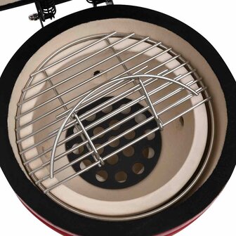 Kamado barbecue 2-in-1 56 cm keramiek rood