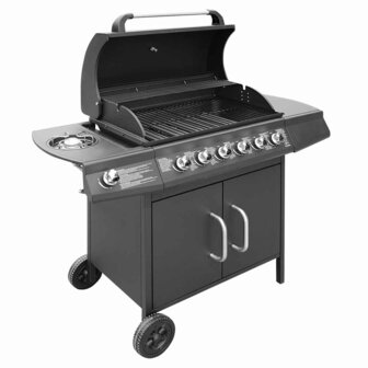 Gasbarbecue 6+1 kookzone zwart
