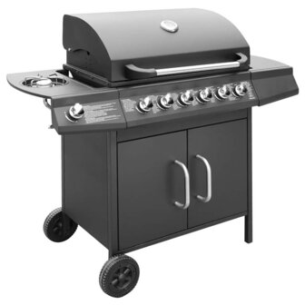 Gasbarbecue 6+1 kookzone zwart