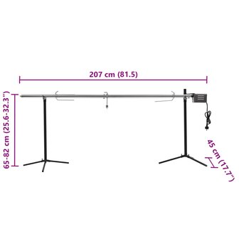 Automatische barbecue met motor 207x45x81 cm roestvrij staal