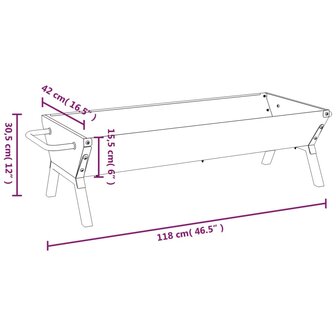 Barbecueplaat 118x42x30,5 cm roestvrij staal zilverkleurig