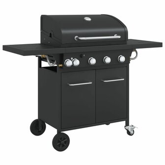 Gasbarbecue met 5 branders gepoedercoat staal zwart