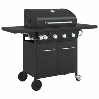 Gasbarbecue met 5 branders gepoedercoat staal zwart