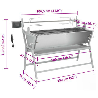 Draaispit barbecue ijzer en roestvrij staal