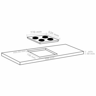Inductiekookplaat 4 zones aanraakbediening 7000 W 77 cm glas