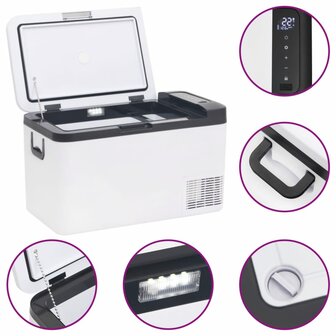 Koelbox met handvat 18 L PP &amp; PE zwart en wit