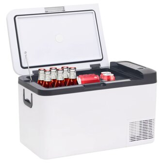 Koelbox met handvat en adapter 25 L PP &amp; PE zwart en wit