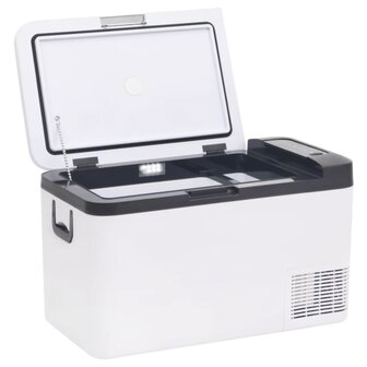 Koelbox met handvat en adapter 25 L PP &amp; PE zwart en wit