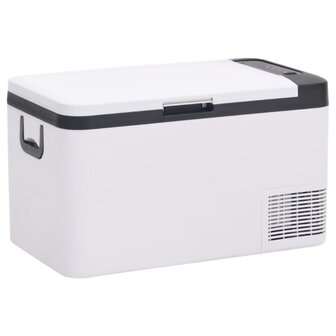 Koelbox met handvat en adapter 25 L PP &amp; PE zwart en wit