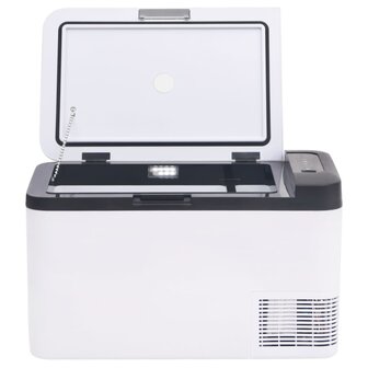 Koelbox met handvat en adapter 25 L PP &amp; PE zwart en wit