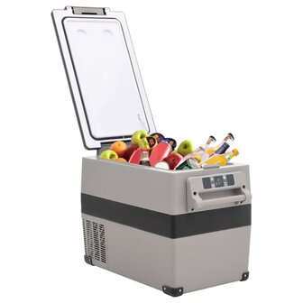 Koelbox met handvat en adapter 35 L PP &amp; PE zwart en grijs