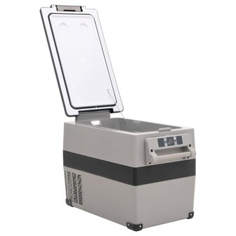 Koelbox met handvat en adapter 35 L PP &amp; PE zwart en grijs