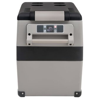Koelbox met handvat en adapter 35 L PP &amp; PE zwart en grijs