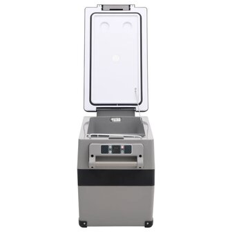 Koelbox met handvat en adapter 35 L PP &amp; PE zwart en grijs
