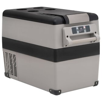 Koelbox met handvat en adapter 55 L PP &amp; PE zwart en grijs
