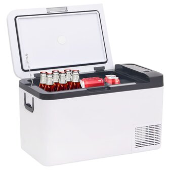 Koelbox met handvat en adapter 18 L PP &amp; PE zwart en wit