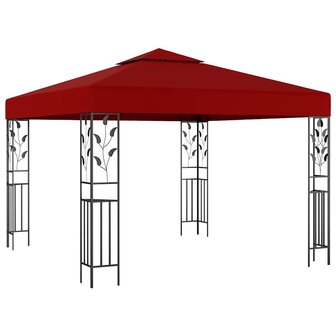Prieel met LED-lichtslinger 3x3 m wijnrood