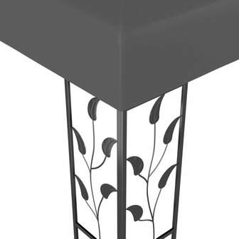 Prieel met dubbel dak en LED-lichtslinger 3x4 m antracietkleur