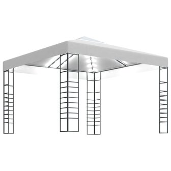 Tuinpaviljoen met LED-lichtslinger 3x3 m wit