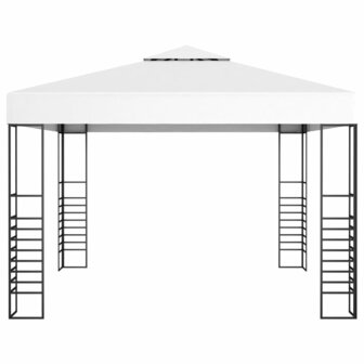 Tuinpaviljoen met LED-lichtslinger 3x3 m wit
