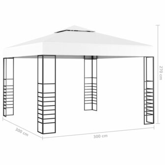 Tuinpaviljoen met LED-lichtslinger 3x3 m wit
