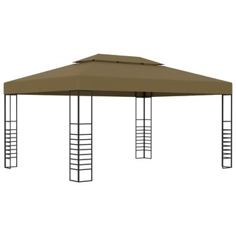 Prieel met LED-lichtslinger 3x4 m taupe
