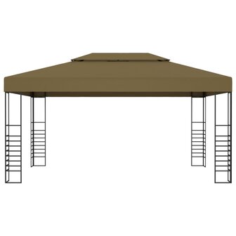 Prieel met LED-lichtslinger 3x4 m taupe