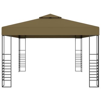 Prieel met LED-lichtslinger 3x4 m taupe