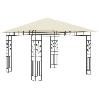 Prieel met klamboe LED-lichtslinger 180 g/m&sup2; 3x3x2,73 m cr&egrave;me