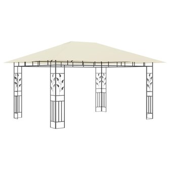 Prieel met klamboe LED-lichtslinger 180 g/m&sup2; 4x3x2,73 m cr&egrave;me
