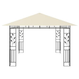 Prieel met klamboe LED-lichtslinger 180 g/m&sup2; 4x3x2,73 m cr&egrave;me