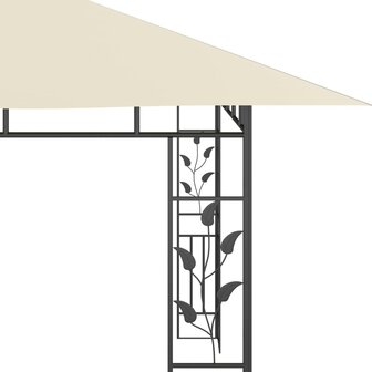 Prieel met klamboe LED-lichtslinger 180 g/m&sup2; 4x3x2,73 m cr&egrave;me
