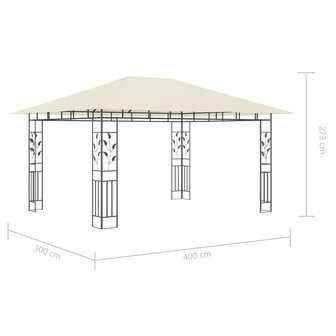 Prieel met klamboe LED-lichtslinger 180 g/m&sup2; 4x3x2,73 m cr&egrave;me