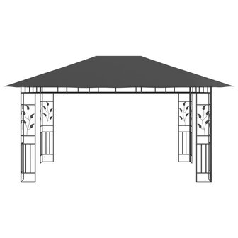 Prieel met klamboe LED-lichtslinger 4x3x2,73 m antracietkleurig