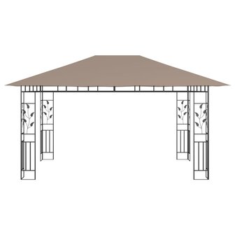 Prieel met klamboe LED-lichtslinger 180 g/m&sup2; 4x3x2,73 m taupe