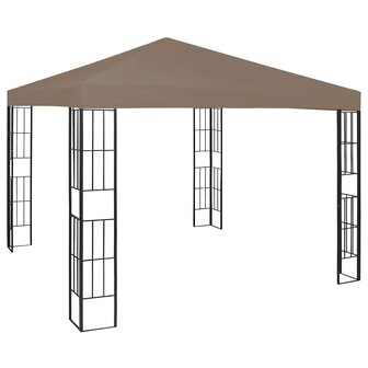Prieel met LED-lichtslinger 3x3 m taupe