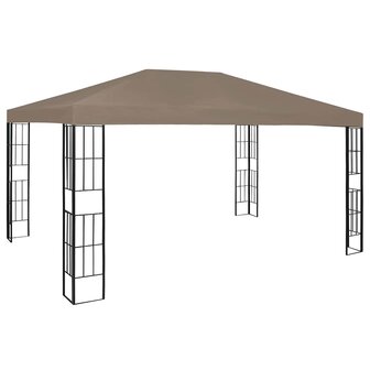 Prieel met LED-lichtslinger 4x3 m taupe