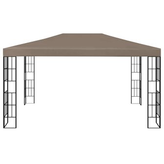Prieel met LED-lichtslinger 4x3 m taupe
