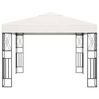 Prieel met LED-lichtslinger 3x3 m stof cr&egrave;mekleurig