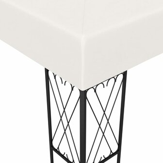 Prieel met LED-lichtslinger 3x3 m stof cr&egrave;mekleurig