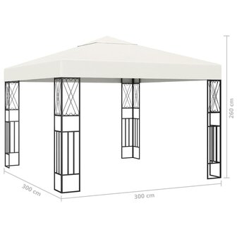Prieel met LED-lichtslinger 3x3 m stof cr&egrave;mekleurig